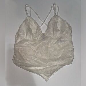 White lace corset v cut tank top medium